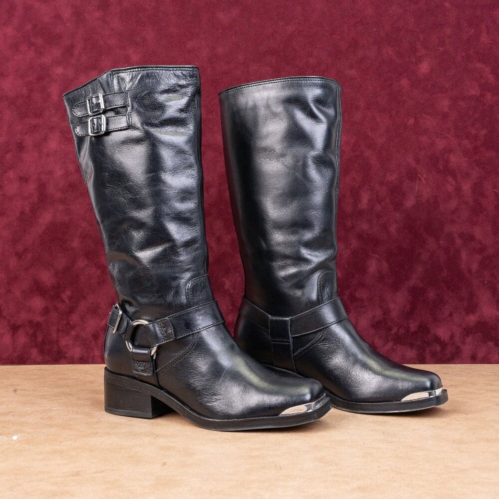 Dolce Vita Black Leather Combat Boots